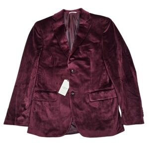 Alfani Slim Fit Velvet Sport Coat Mens‎ 36S 36 Burgundy Red NEW
